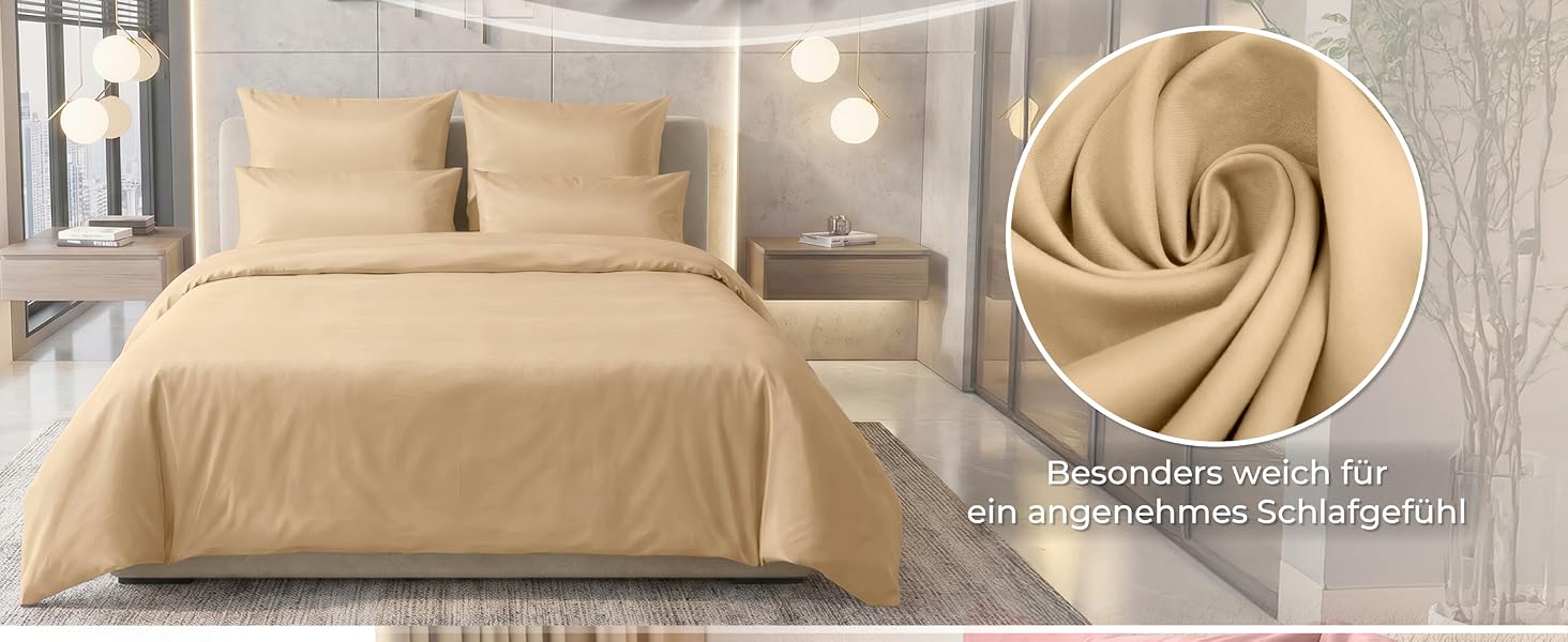 Постільна білизна LAYNENBURG Premium Mako Satin, 100% бавовна, Оеко-Текс 100, охолоджуюча літня комплект з підковдрою 135x200 см та наволочкою 80x80 см, шавлієвий колір