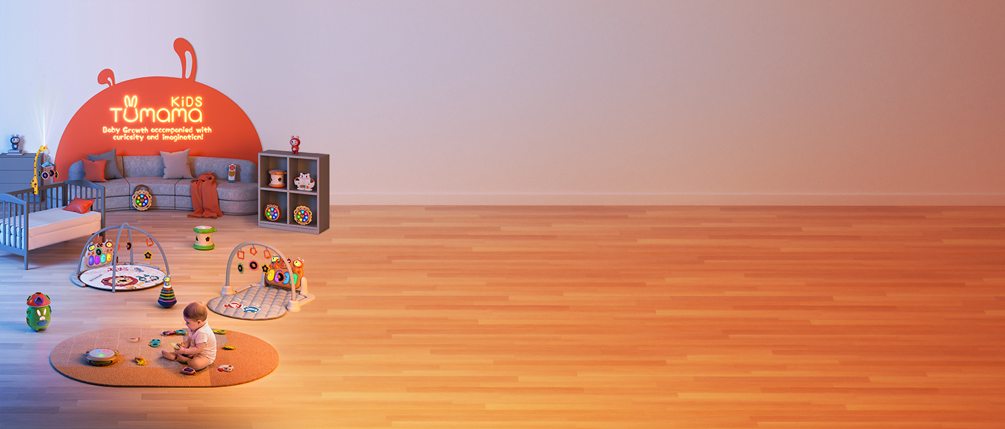 Мобіль для дитячого ліжечка TUMAMA для малюків 0-6 місяців з нічником, проєктором, музикою та білим шумом, чорно-біле іграшкове звірятко для підвішування