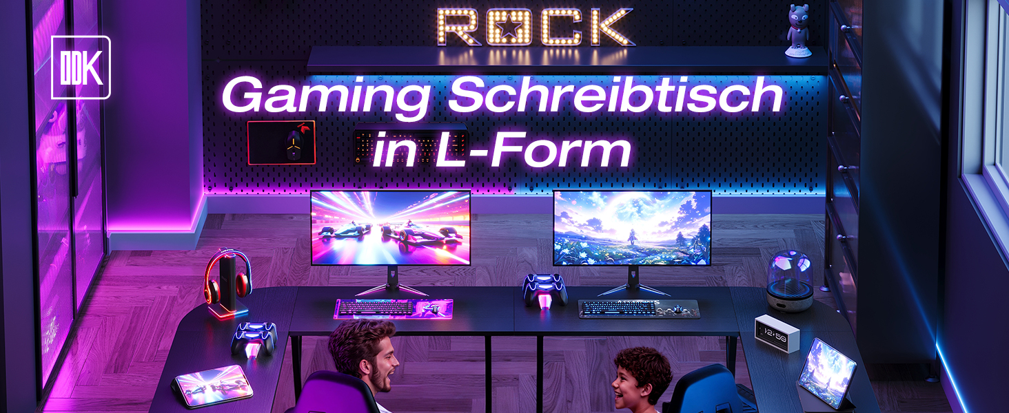 Ігровий стіл ODK, 120x120 см, L-подібний, для дому та офісу, чорний