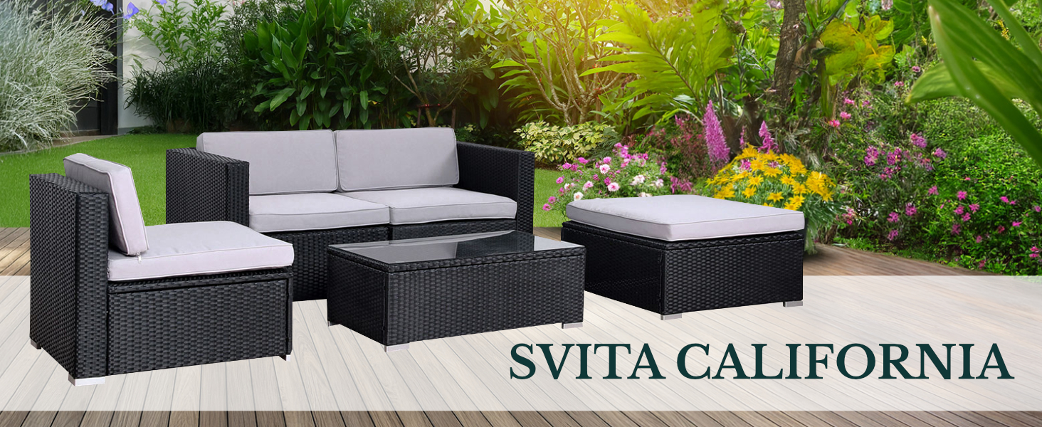 Набір садових меблів SVITA California з ротангу: диван-софа, комплект для відпочинку