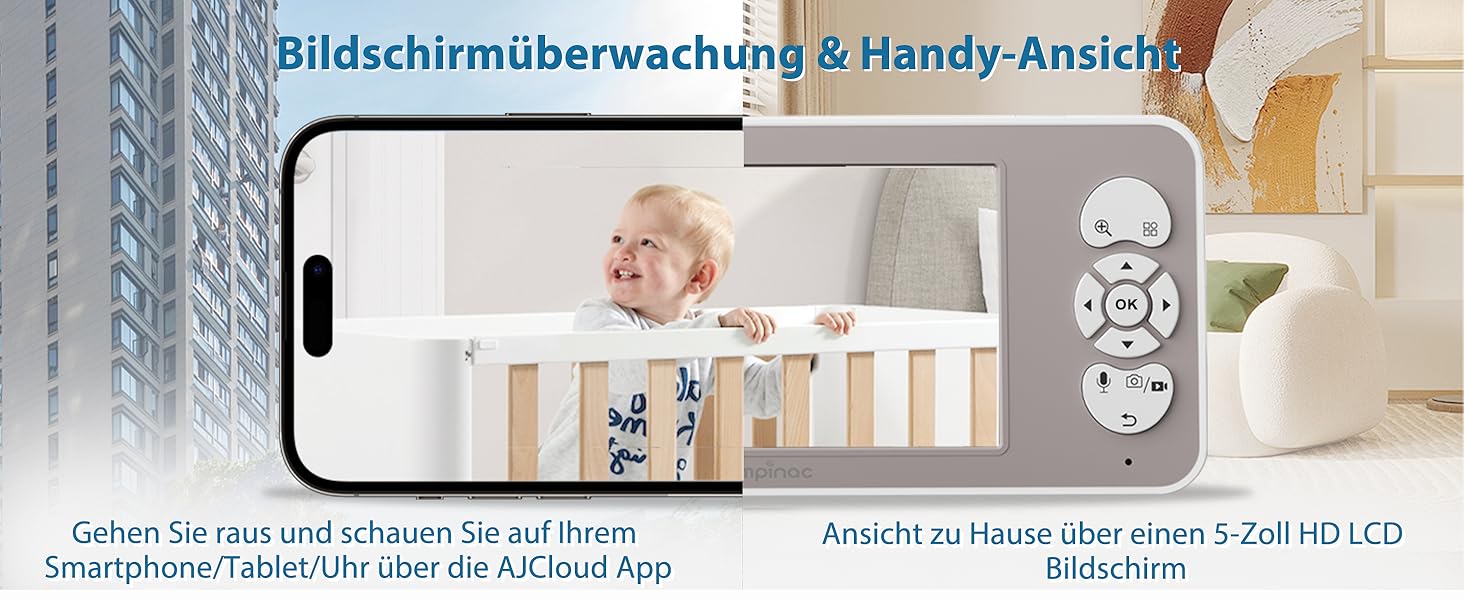 Відеоняня з камерою 2K PTZ: монітор для немовлят з нічним баченням, датчиком руху, лушпаннями, зумом 4x та записом