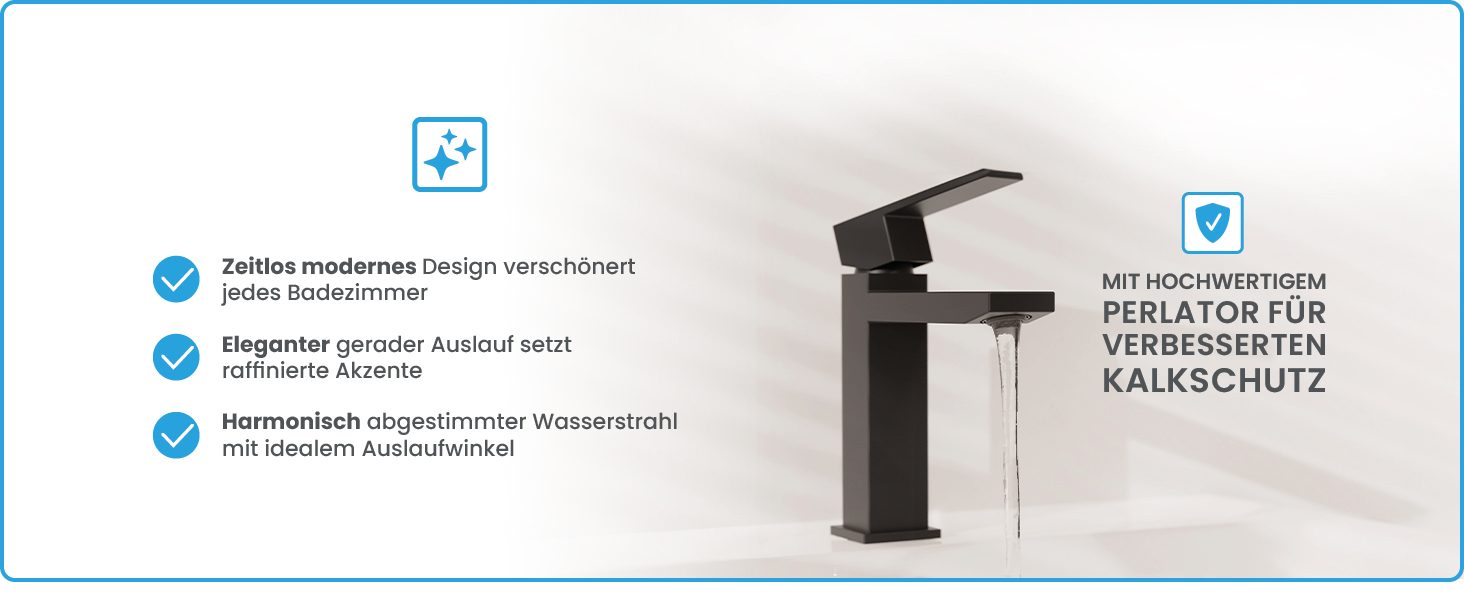 Змішувач для ванної кімнати Bächlein Imatra чорного матового кольору, однорідний важіль, сучасний дизайн