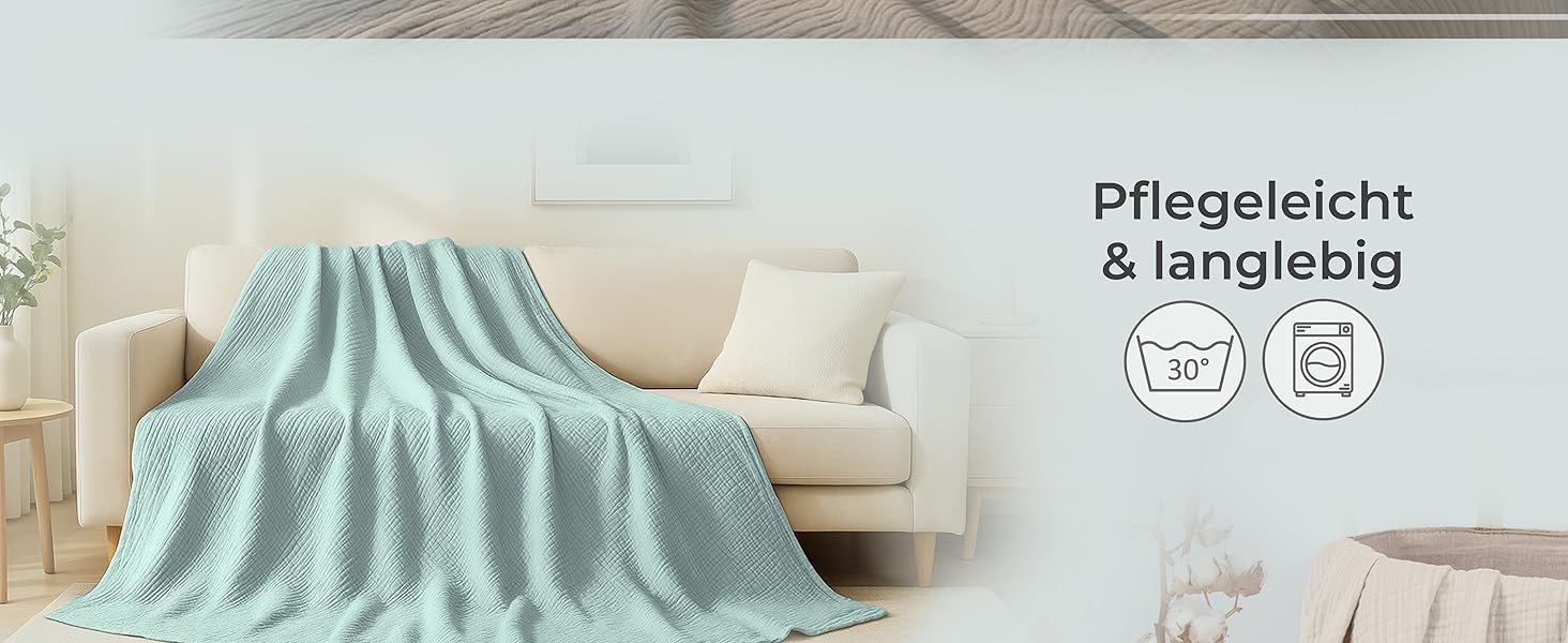 Плед LAYNENBURG Premium з мусліну, 150x200 см, 100% бавовна. Легкий літній плед, ковдра, накидка на ліжко/диван (Taupe)