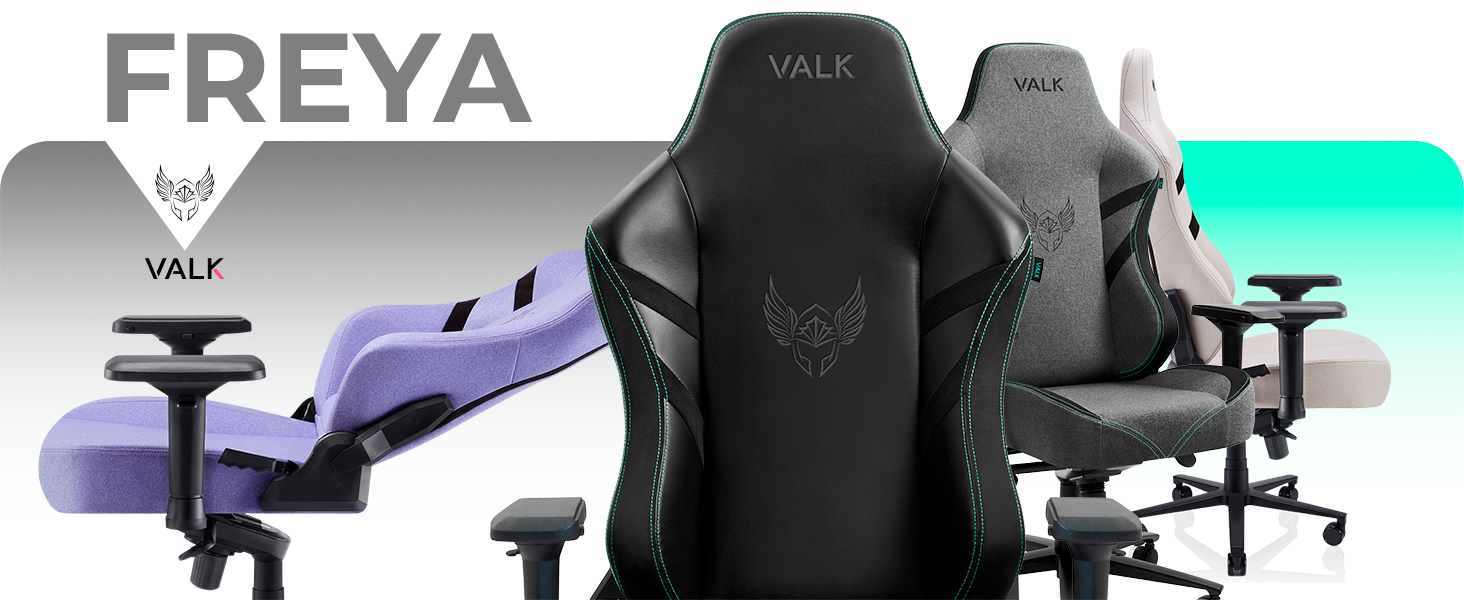 Ігровий крісло VALK Freya з дихаючою тканиною, ергономічний офісний крісло, регульований на 160º, підлокітники 4D, алюмінієва база, подушка з Memory Foam, професійне ігрове крісло (Atomic Grey)