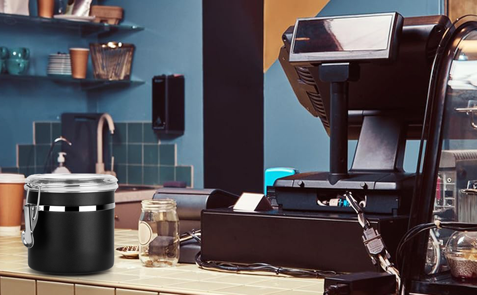 Контейнер для кави та продуктів, 2 шт., 1.2 л, нержавіюча сталь, чорний. BPA-free