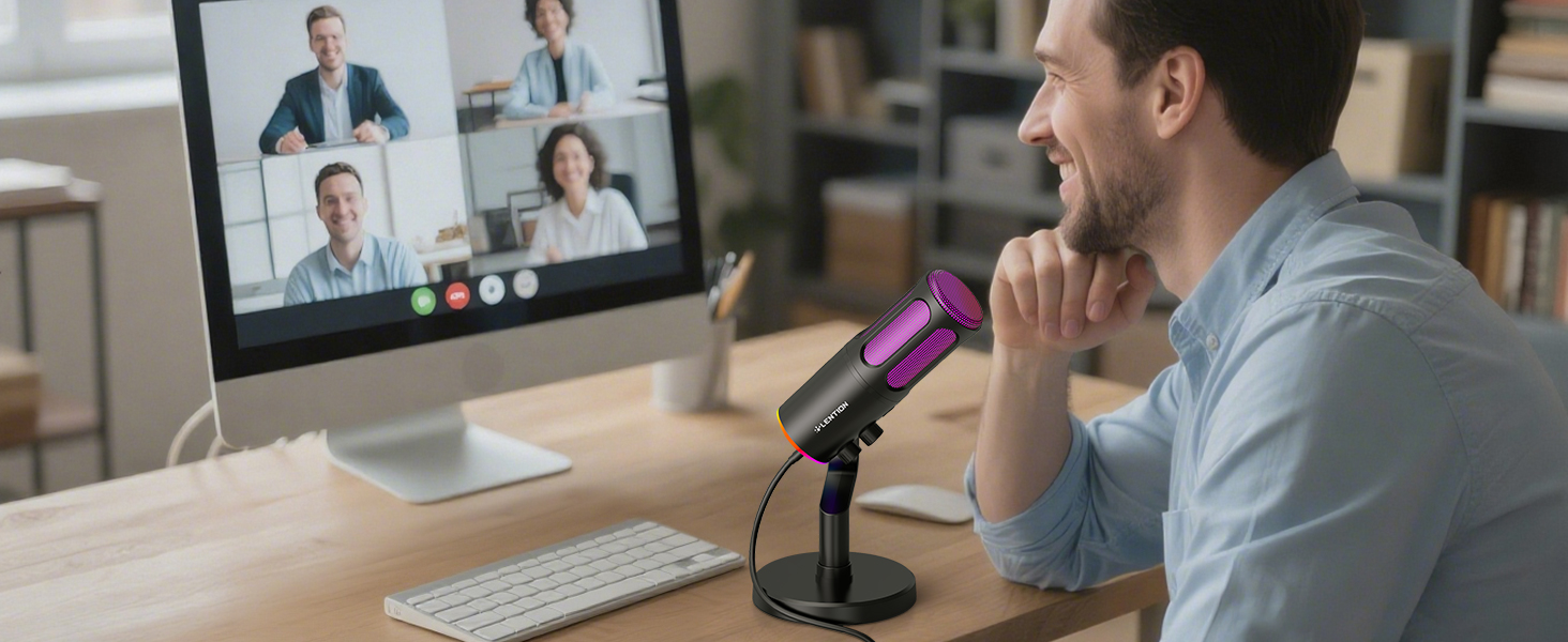 USB мікрофон LENTION: конденсаторний мікрофон для геймінгу, стримінгу, подкастів та караоке. Підходить для ПК, Mac, PS5, PS4, телефону. Plug & Play, кардіоїдний, з USB кабелем 1.8м