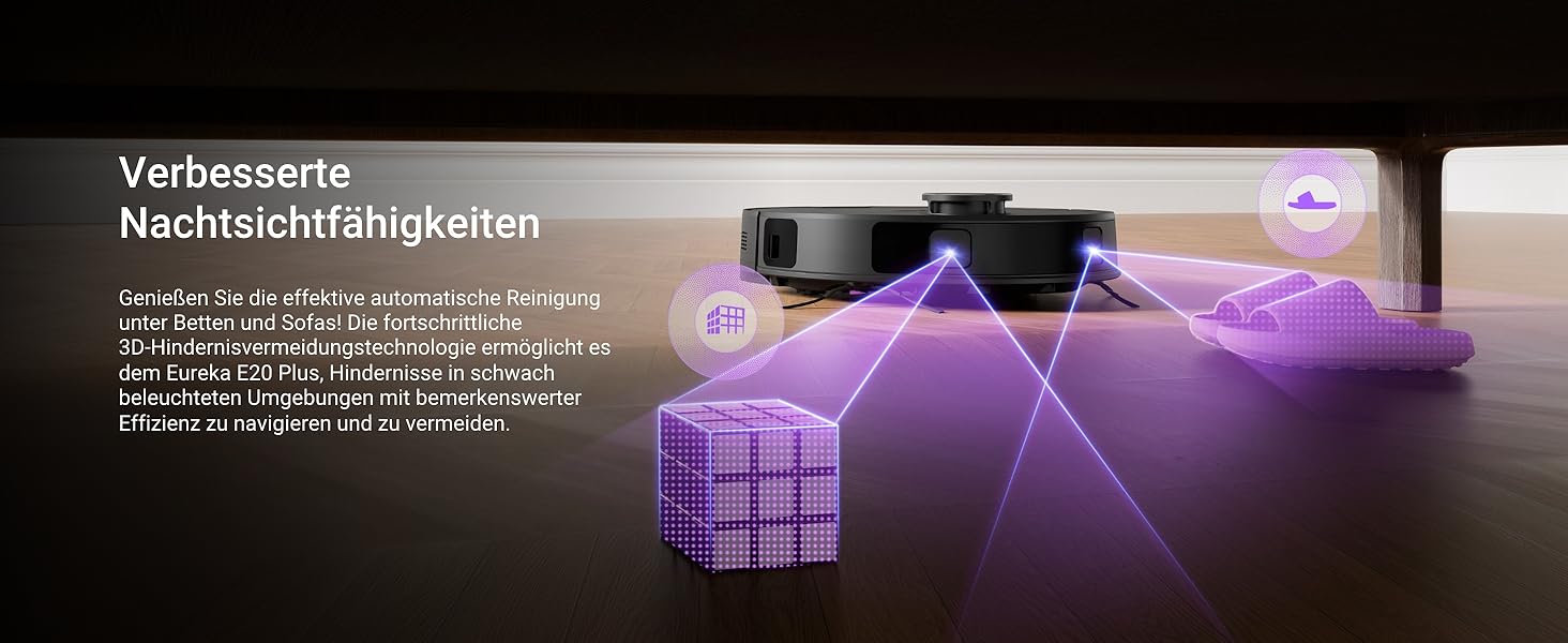 Робот-пилосос Eureka E20 Plus: 8000 Pa, самостійна очистка, DuoDetect AI, білий/чорний