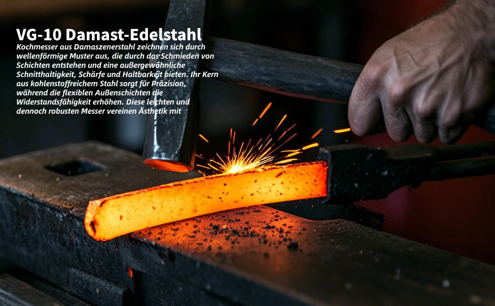 Саторі Дамаска 18 см - професійний кухонний ніж з дерев'яною ручкою, з високим вмістом вуглецю, VG10 сталь, преміум якість