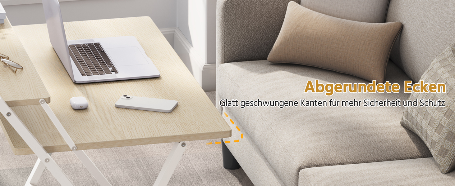 Злагоджений стіл Yaheetech Klappbar, 80 см, комп'ютерний стіл з полицею, двоступінчастий робочий стіл з підставкою для монітора, стіл для ноутбука для домашнього офісу/маленьких кімнат/вітальні, білий/80 см Д × 50 см Ш, білий (світлий колір дерева, 106.5x60.5x90 см)