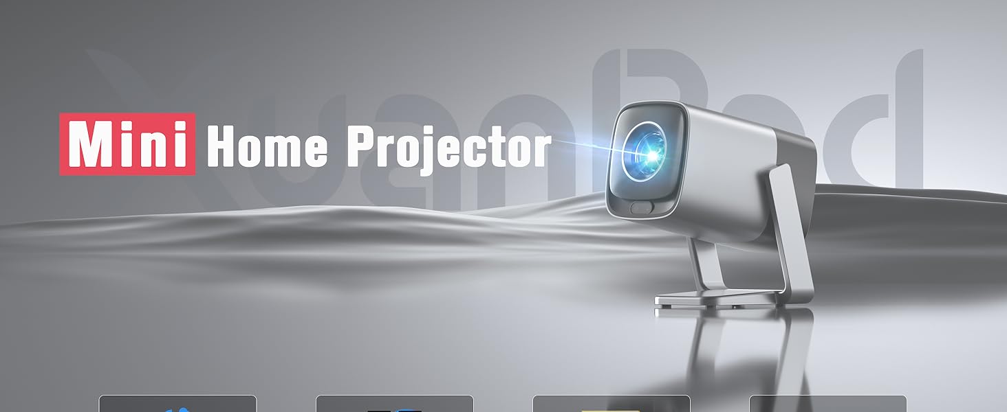 Mini проєктор 1080P з WiFi, Bluetooth, Dolby Audio та автофокусом, XuanPad, 210° обертання, фільтр пилу та система охолодження