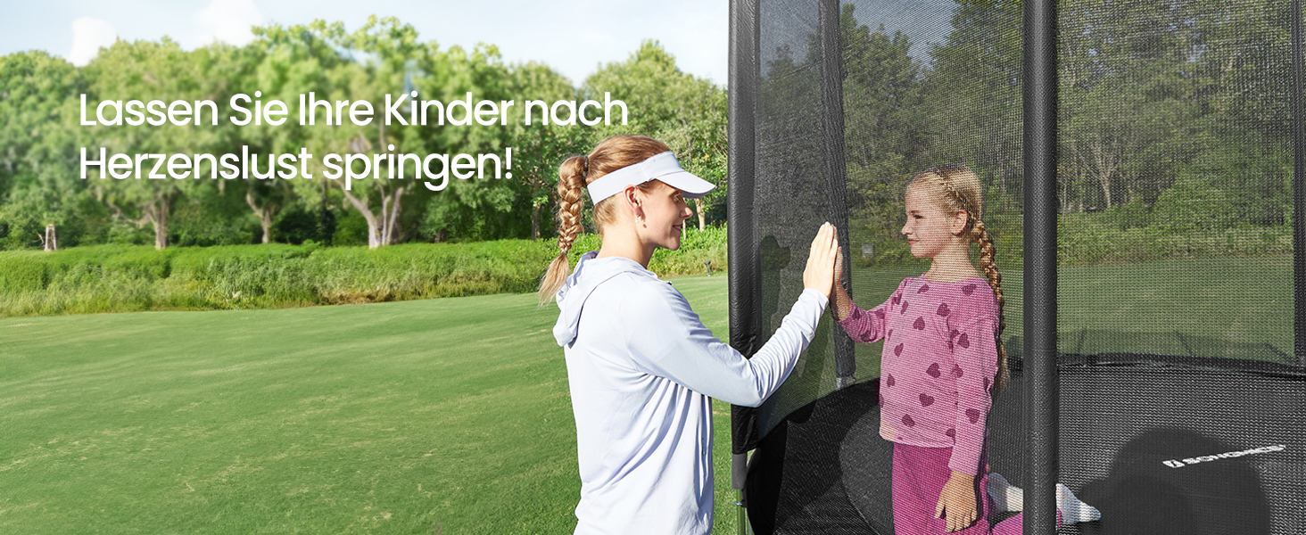 Батут SONGMICS вуличний Ø366 см з захисною сіткою, драбиною та м'якими стійками, чорний