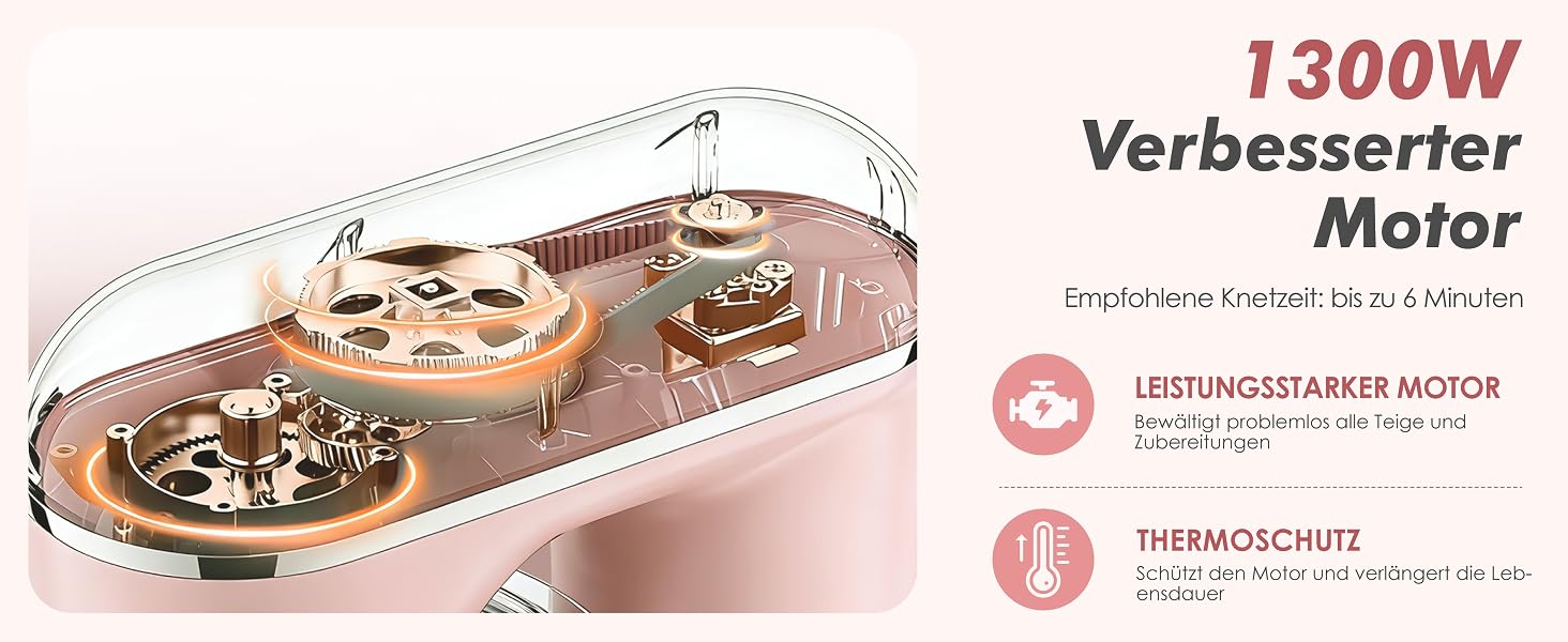 Кухонна машина Kitchen in the box Kompakte — планетарний міксер та тістоміс 3.5L/5L, 10 швидкостей, з вінчиком, гаком та міксером (Рожевий)