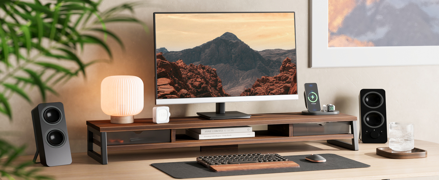 Робочий стіл для принтера Fenge з колесами, мобільний тримач для принтера з перфорованою панеллю, 3 рівні, стійка для принтера/рол-контейнер з органайзером, полиця, шафа для офісу та дому, 45,3x33,5x53,5 см (Коричневий+Чорний)