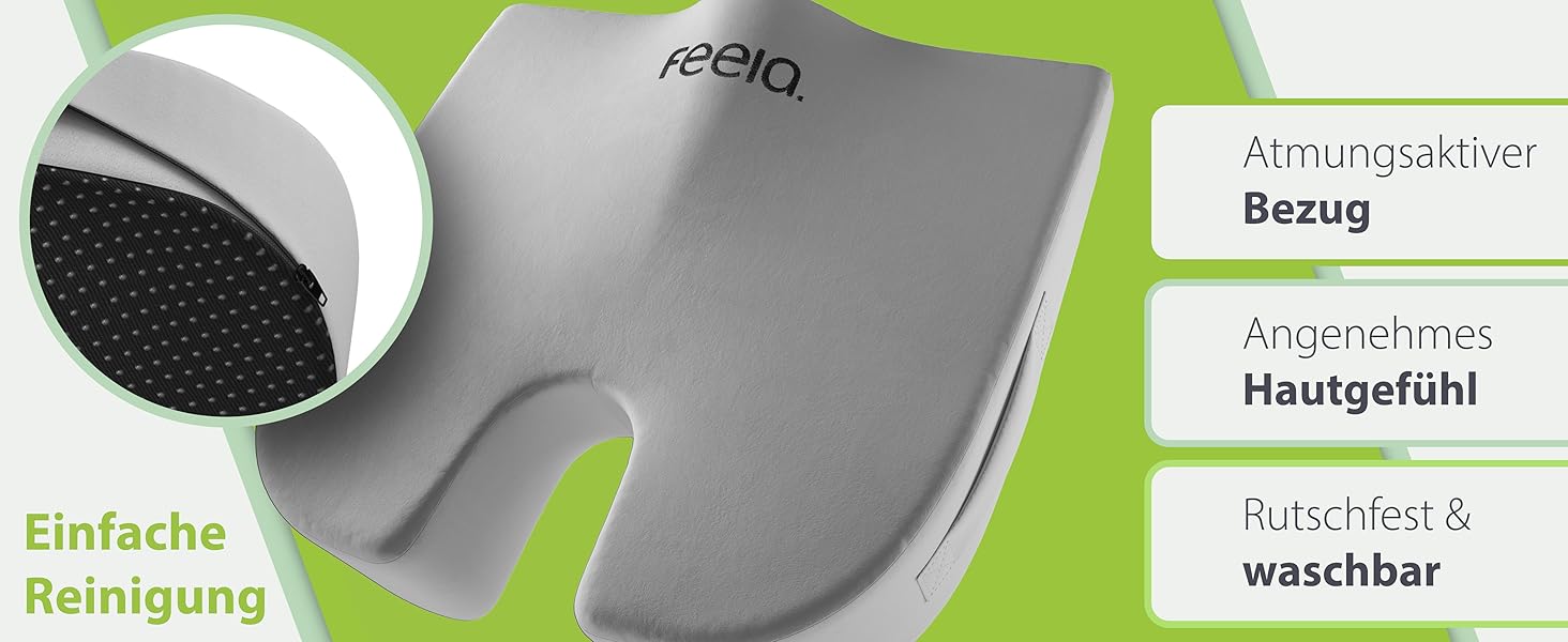 Ортопедична подушка-клинок Feela® для сидіння: 3 ступені жорсткості, для автомобіля та дивану, для спини, срібна, м'яка (50-80 кг)