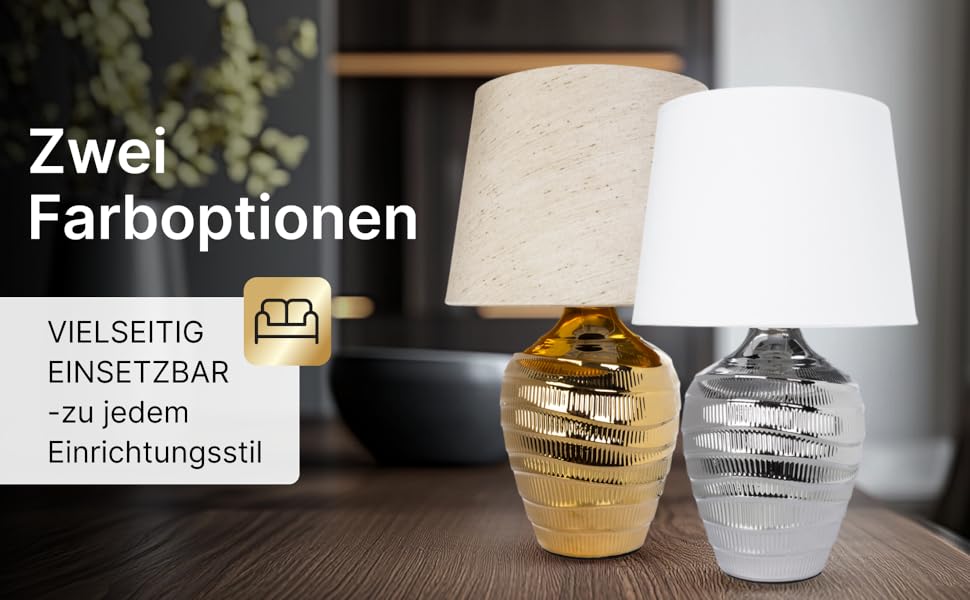 ARTE LAMP LED настільна лампа – класична декоративна лампа для робочого столу з хромованим корпусом та білим тканинним абажуром для вітальні та спальні – з кабелем, хром, білий