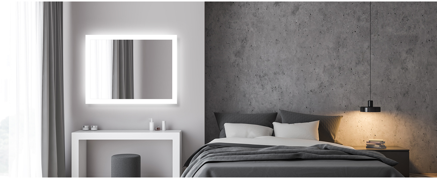 LED дзеркало для ванної кімнати SONNI 60x50 см з підсвічуванням, IP44, вертикальна/горизонтальна установка