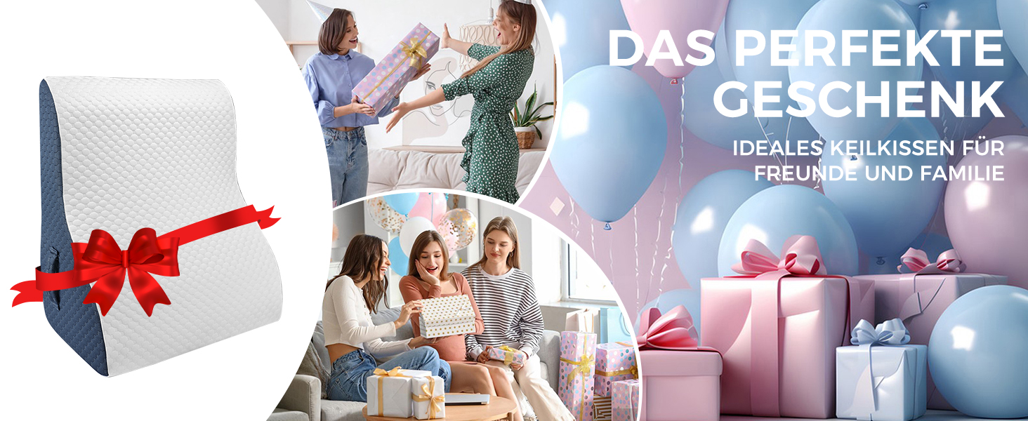Клин подушка Babenest для спини: ортопедична, ергономічна, з піни високої щільності для ліжка та дивана (синьо-біла)