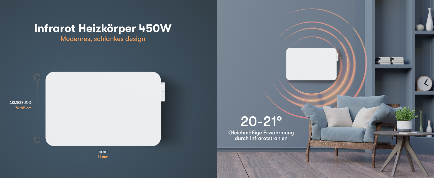 Інфрачервовий обігрівач BR Bringer 450W з Wi-Fi, термостатом та пультом, для дому та офісу (білий)