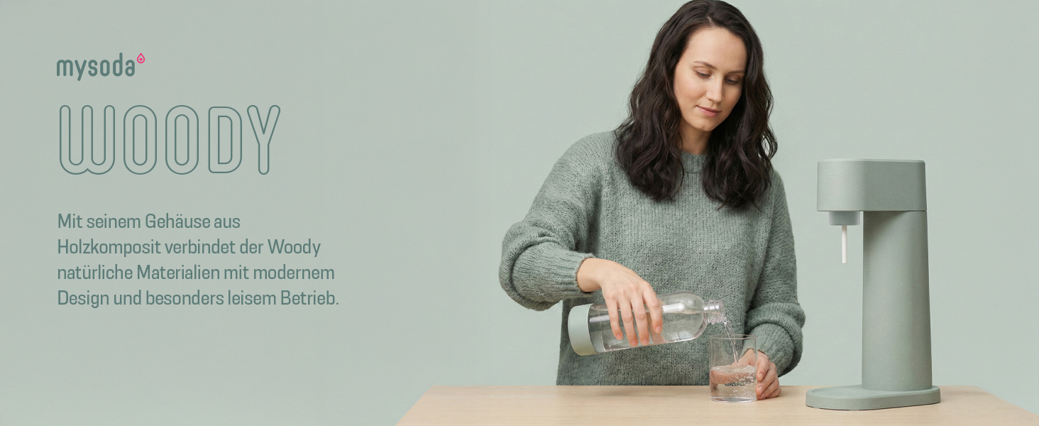 Сифон для газування води Mysoda Woody, шавлієвий зелений (Pigeon), без CO2-циліндра