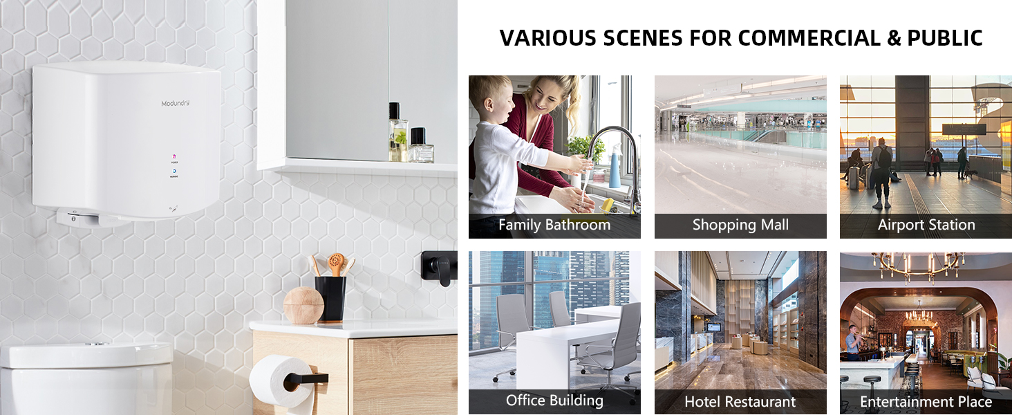 Компактний автоматичний електричний сушар для рук настінний для дому та комерційних приміщень (білий)