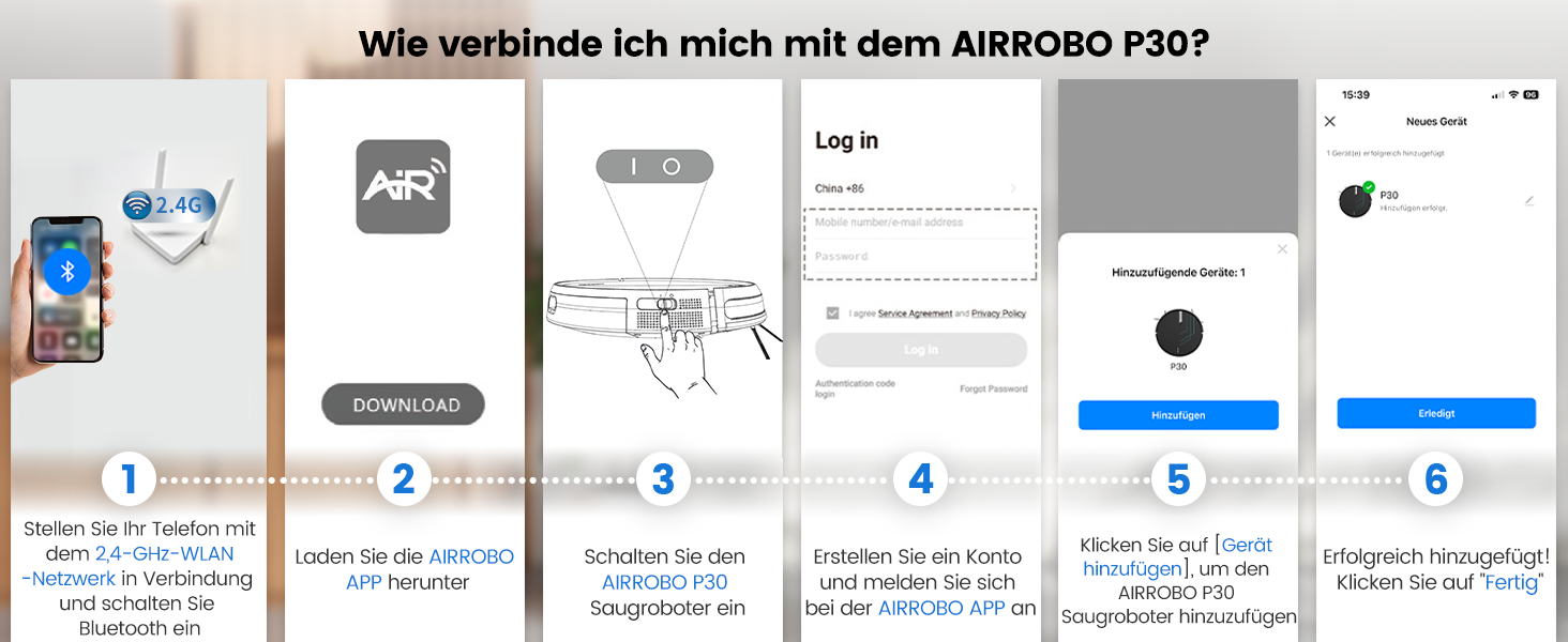 Робот-пилосос AIRROBO P30 з функцією миття підлоги, 3000Pa, 3-в-1, для тварин, килимів, твердих підлог, з пультом керування, 120 хв роботи, чорно-синій