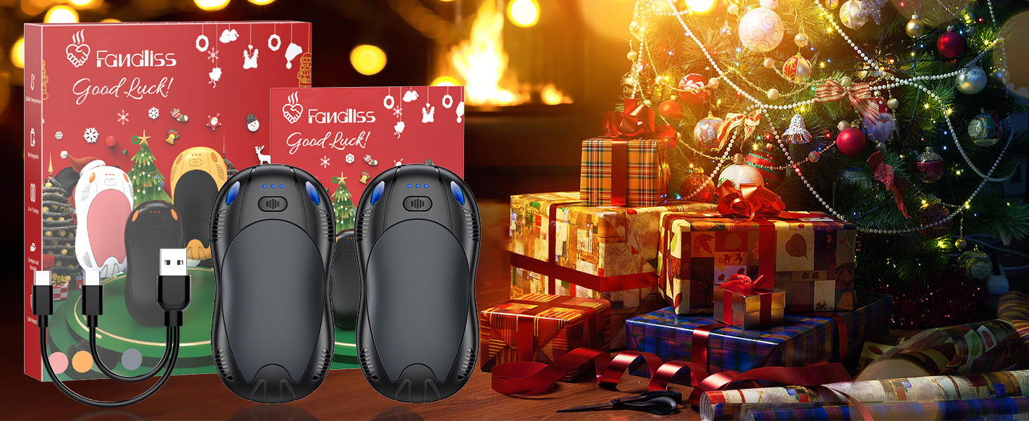 Електричний грілка для рук FANDLISS 10000mAh, 2 шт., з магнітним кріпленням, 3 режими нагріву, для кемпінгу та відпочинку на природі