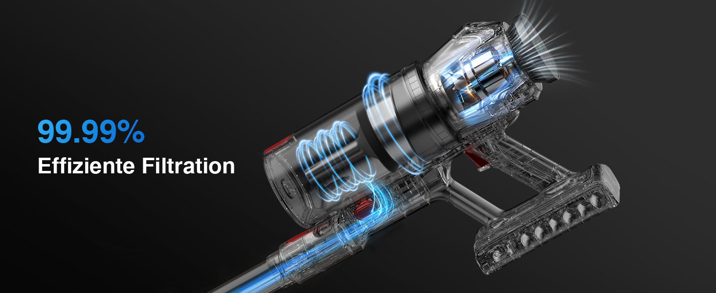 Бездротовий акумуляторний пилосос 45000Pa/550W/65хв, об'єм 1,6л з дисплеєм, антизаплутана щітка, самостійна підставка, док-станція на стіну, 8-шарова фільтрація, тиха робота, для шерсті тварин/килимів/твердих поверхонь/автомобіля (Червоний)