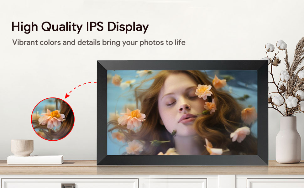 Frameo Цифровий фоторамка 15.6 дюймів, FHD IPS сенсорний екран, 32GB, Wi-Fi, автоматичне обертання, віддалене завантаження фото та відео, XL