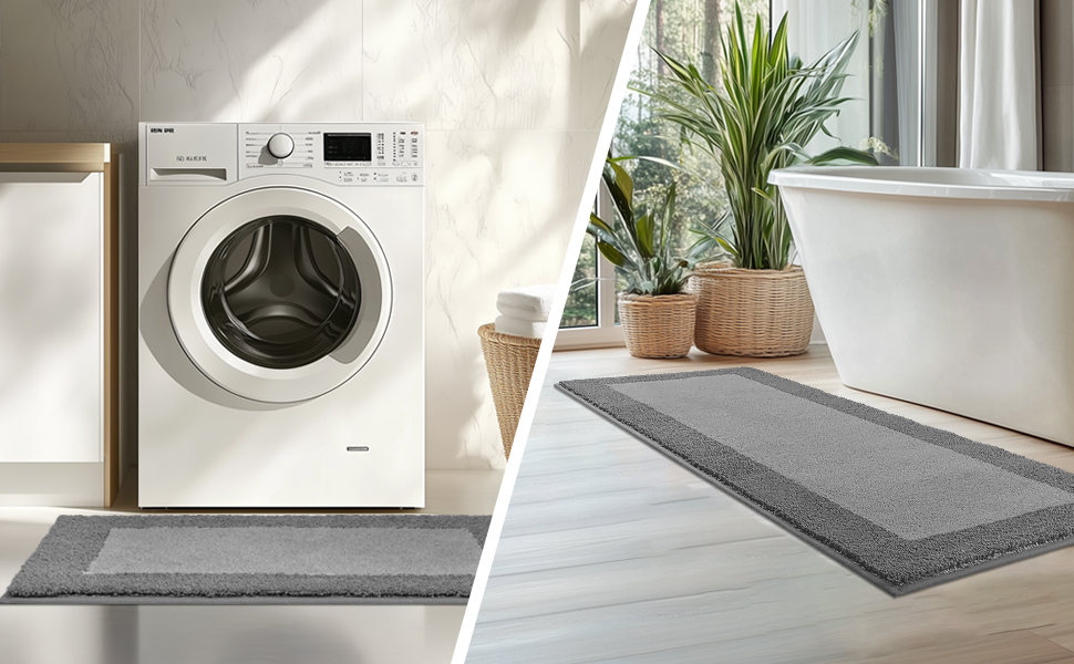 Килимок для ванної кімнати: неслизький, миючий, 50 x 76 см (сірий)