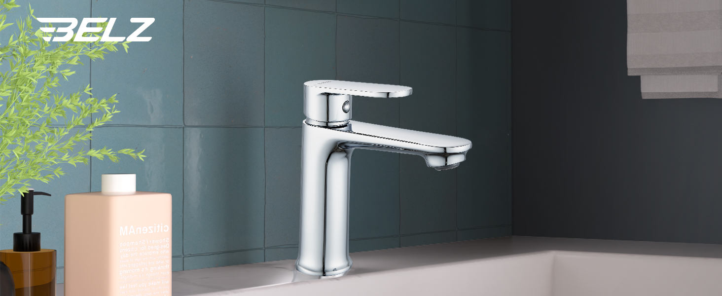 Набір змішувачів для ванної кімнати Belz, латунь, змішувач для раковини з однією отвором, гаряча та холодна вода, сірий (хром)