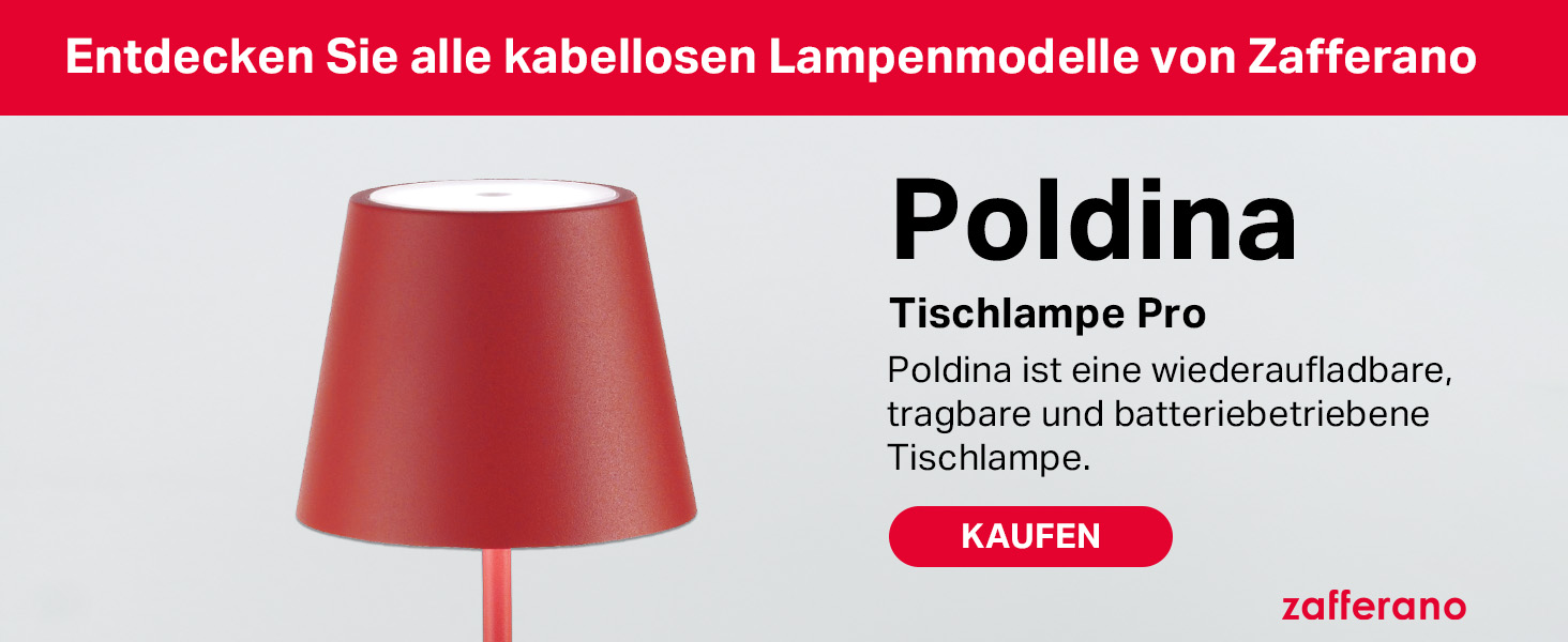 Zafferano Poldina Pro Mini - Бездротова LED-лампа для дому та вулиці, біла, з регулюванням яскравості, 30 см