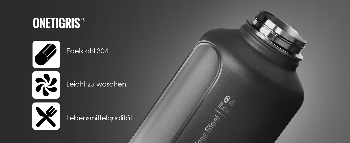 Термос-фляга OneTigris 1.9л (64oz) з чохлом, чорна: спортивна, для велосипеда, кемпінгу, йоги, полювання, риболовлі