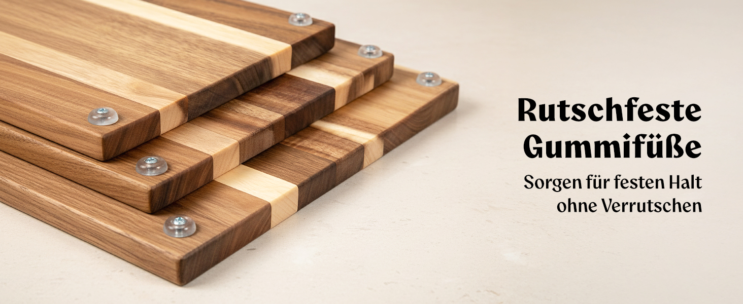 Набір дерев'яних обробних дощок з акціїї, 3 шт. (40x30см, 33x24см, 26x18см) - дерев'яні дошки для кухні з канавкою для соку, дизайн