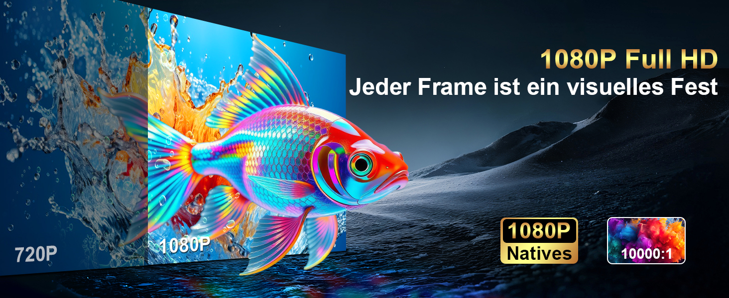 Проектор Smart Beamer WiFi для домашнього кіно, 16000 Люмен Full HD 1080P, електричний фокус, Zoom, Bluetooth, сумісний з iOS/Android/Fire Stick/Laptop/PS5