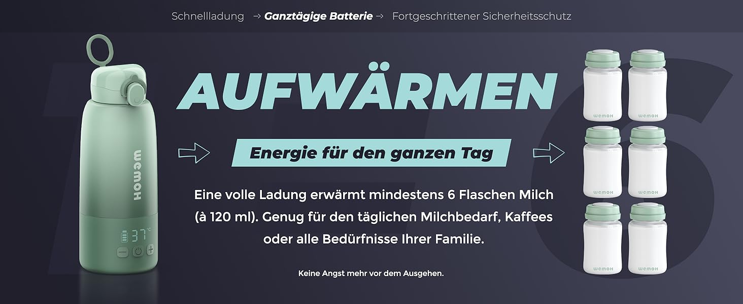 Портативний підігрівач для пляшечок Wemoh з самоочищенням, точним контролем температури, 450 мл та швидким нагрівом 100W для дитячого харчування та води