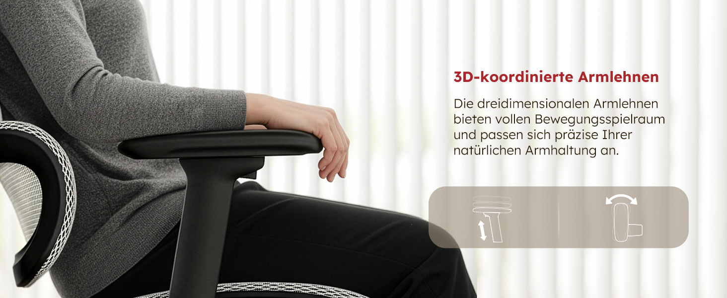 Ергономічне офісне крісло Voll-Mesh з підголівником, підставкою для ніг, регульованою спинкою, підлокітниками, саморегульованою поперековою підтримкою, PU-колесами, поворотним на 360°, навантаження до 150 кг, (Світло-сірий)