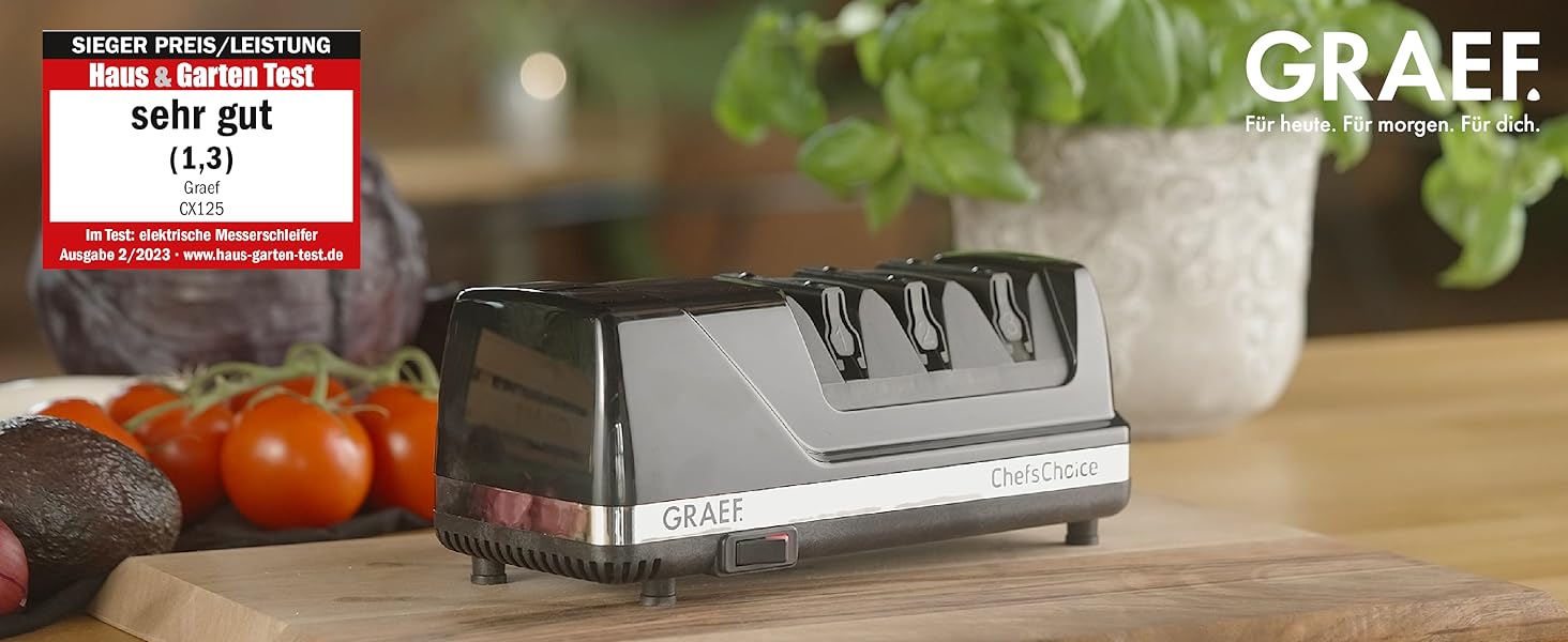 Точило для ножів GRAEF CX125, кут заточування 15°, чорний
