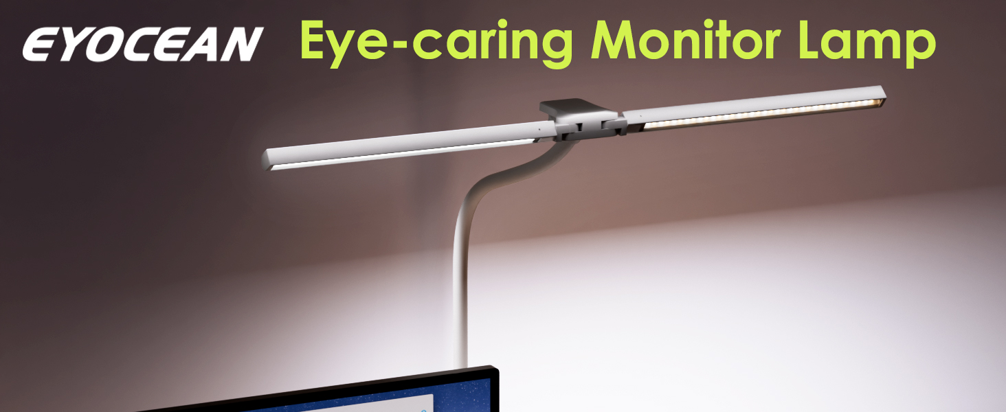 Стіл лампа з двома головками для дітей, захист очей, 16W, 72см, денне світло, диммування, пульт ДУ, лебединий шийка, матовий білий