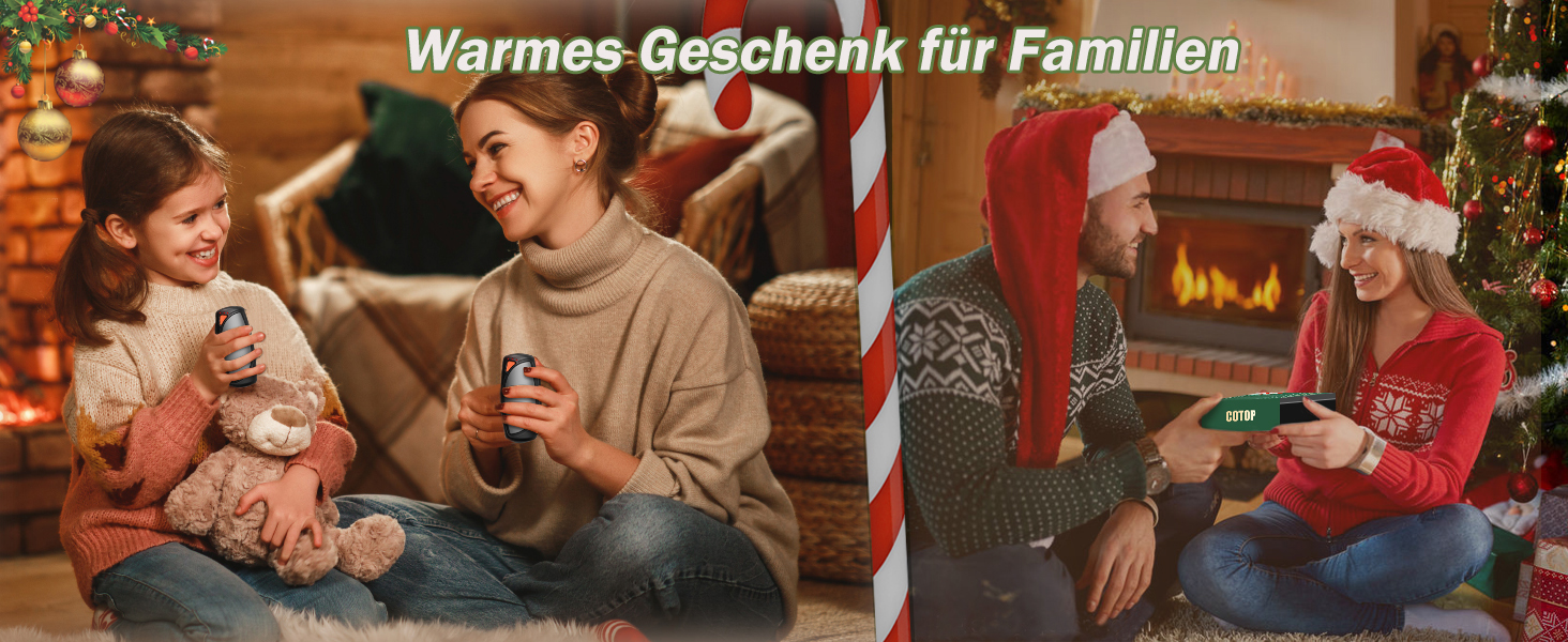 Електричні грілки для рук COTOP, набір 2 шт. з зарядним кейсом 14000 mAh, 3 режими нагріву до 56°C, для катання на лижах, кемпінгу, чорного кольору