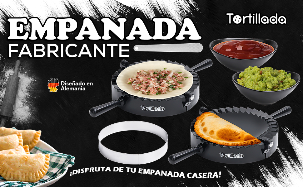 Набір для приготування емпанадас Tortillada: форма-прес 15,5 см, вирізач, ніж, мисочки для соусів та книга рецептів, 7 предметів