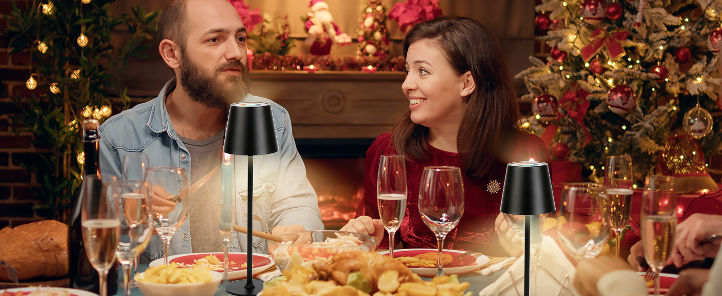 Бездротові LED-лампи настільні, 2 шт. з регулюванням яскравості, 3000K та RGB, перезаряджаються через USB-C, вологостійкі, 5500mAh (Чорний)