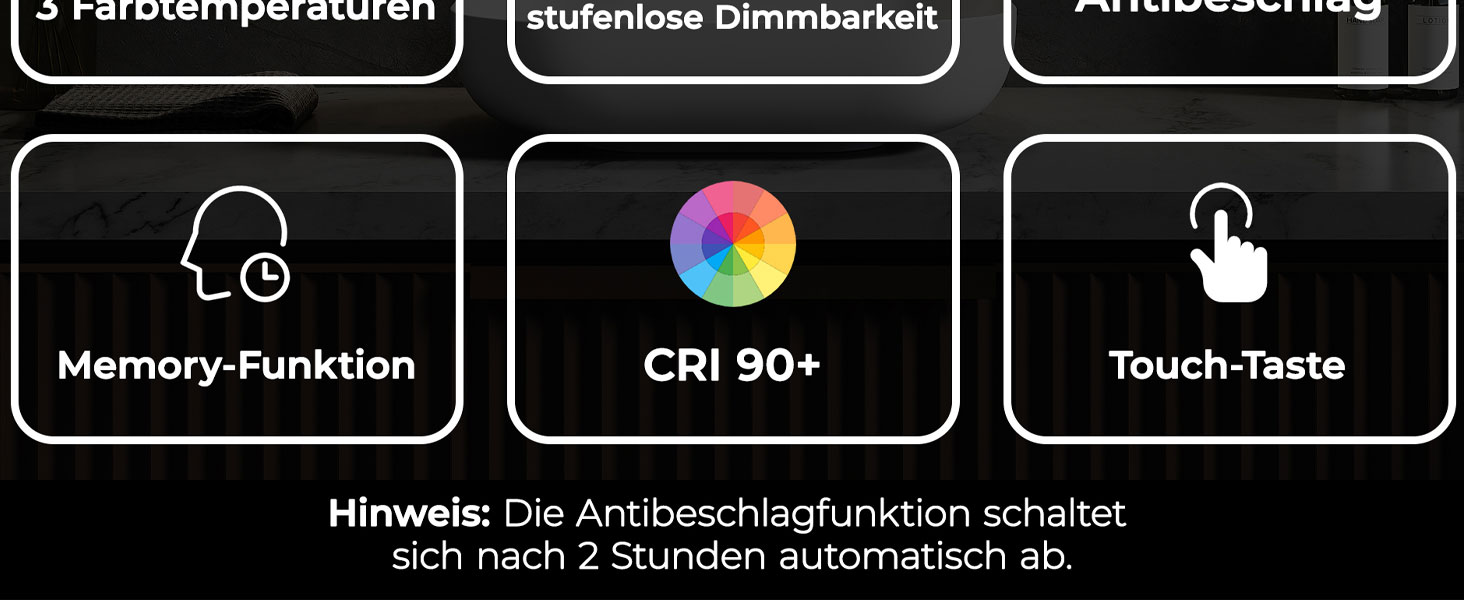 Дзеркало для ванної кімнати зі підсвічуванням SVNR, 70 x 50 см, LED, з 4 мм дзеркалом без вмісту міді, подвійне сенсорне керування, антизапарник, регулювання кольору світла (3000K-6400K), Smart-дзеркало з лупою 5x та розеткою для гоління