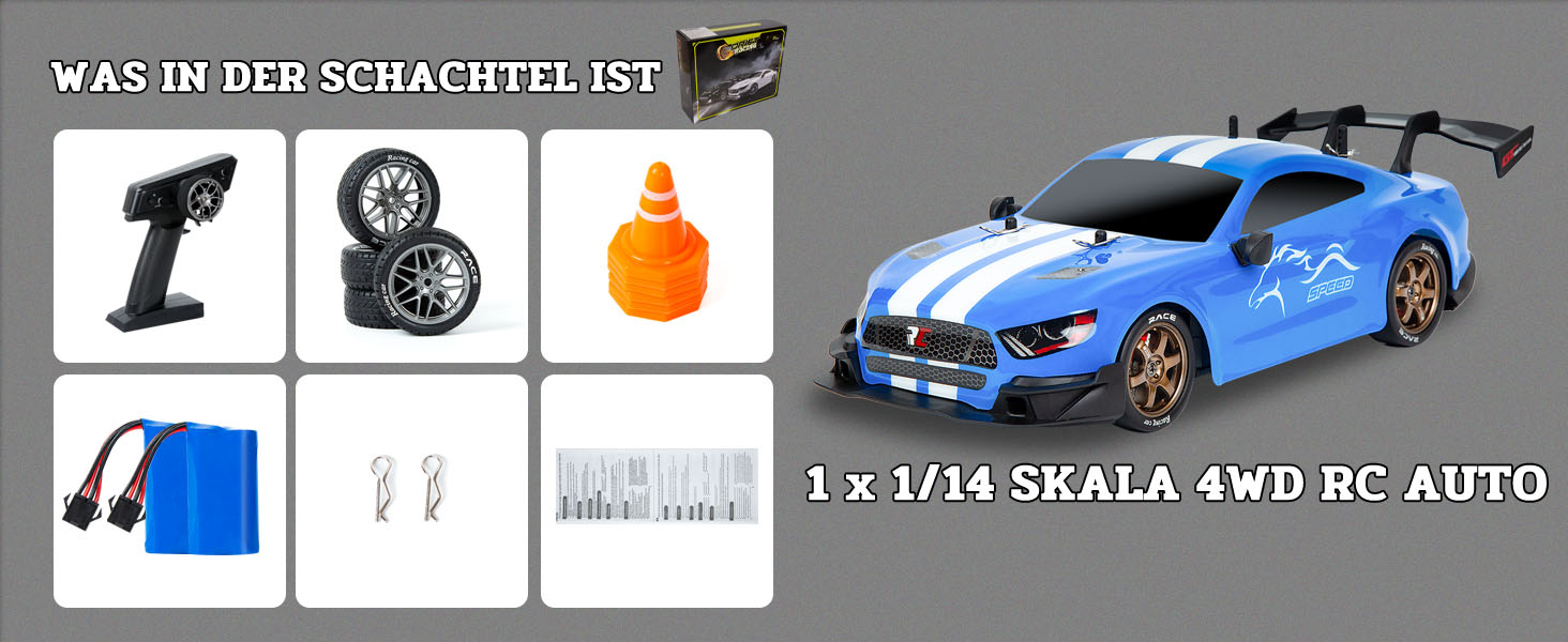 RC Автомобіль для дрифту 1:14 4WD, радіокерування, синій - іграшка для дітей та дорослих