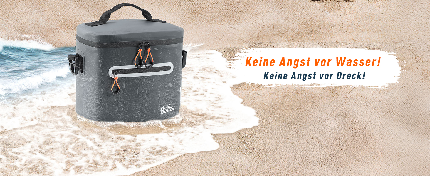 Термосумка-холодильник 14л ізольована водонепроникна темно-сіра для кемпінгу, пікніка, пляжу та грилю