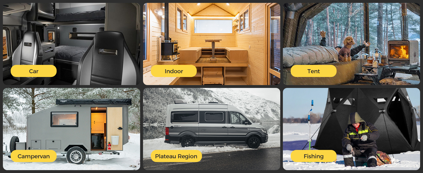 Дизельна автономка 8kW для вантажівок, фургонів, кемперів з Wi-Fi та адаптером, 12/24V/240V, автоматичний старт/стоп, вентиляція, чорна