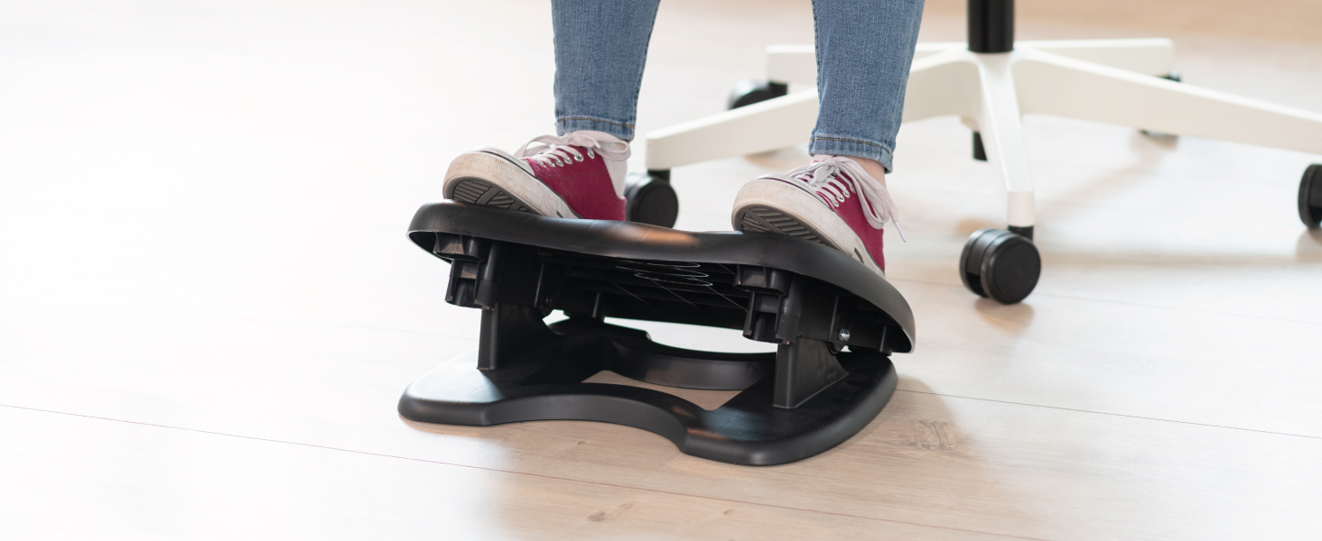 Підніжка для ніг Unilux Nymphea, регульована, антиковзка, динамічна, для офісу та дому, чорна, 43 x 33,7 x 12,2 см