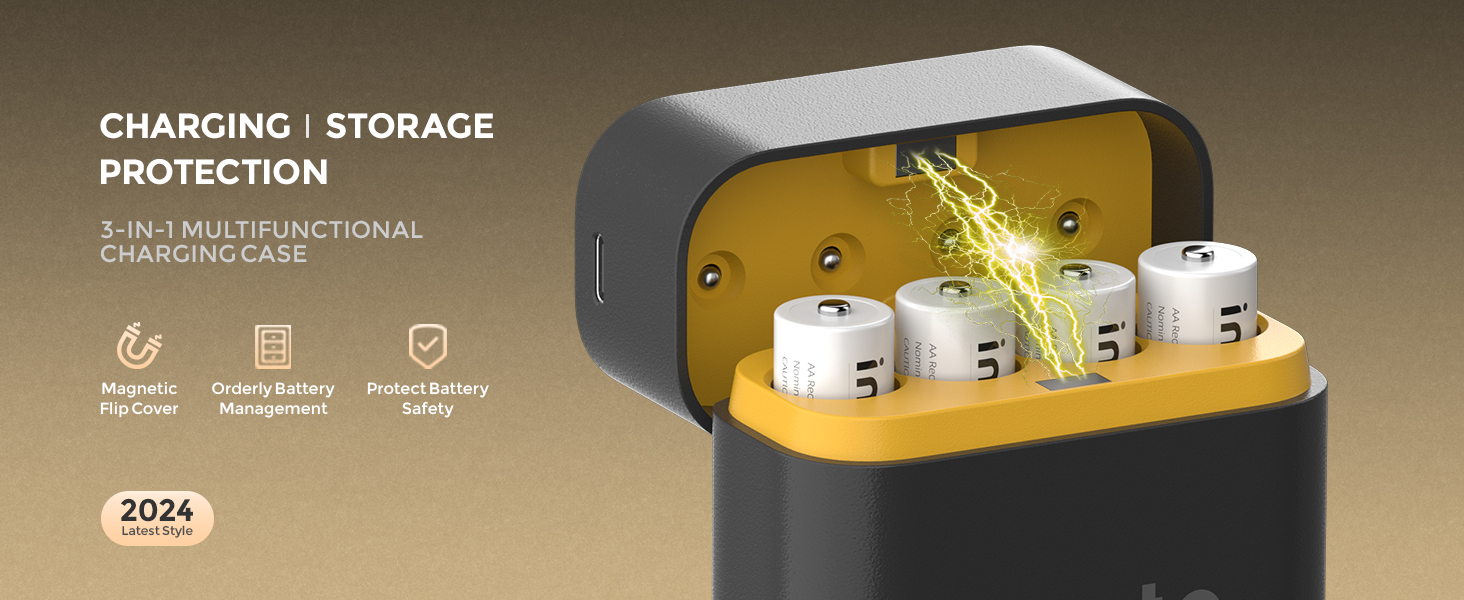Набір акумуляторів imuto AA 1.5V 3600mWh (8 шт.) з LED зарядним пристроєм для швидкого заряджання, для цифрових камер, іграшок та електроніки
