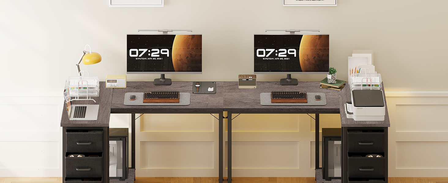 Комп'ютерний кутовий стіл Coleshome 120x70 см з 4 шухлядами, сірий, для офісу/кабінету/спальні