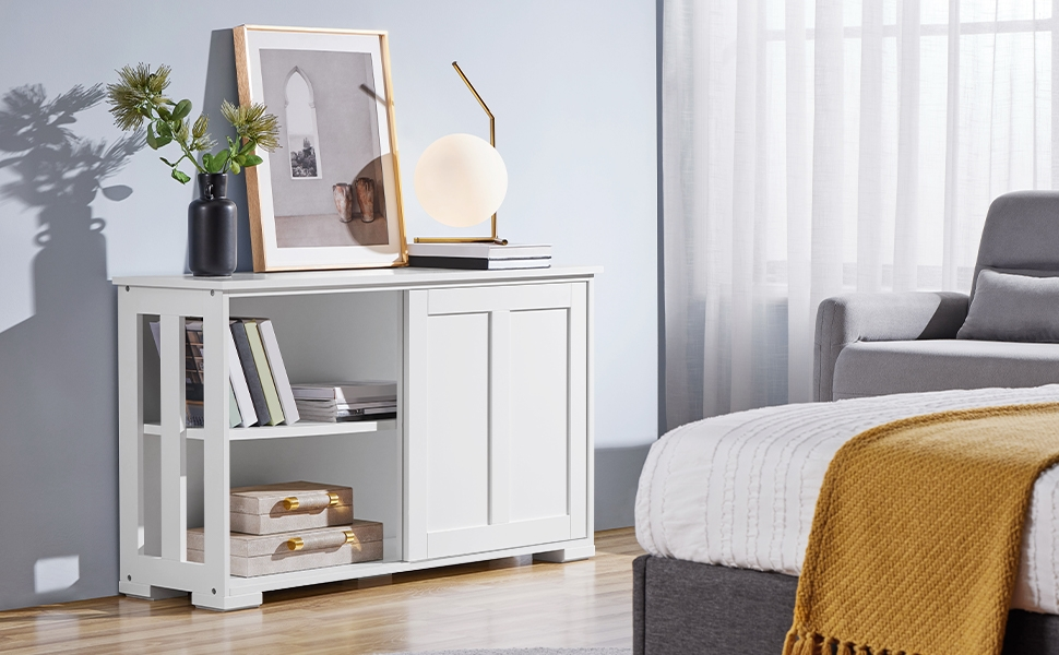 Білий комод-буфет у кухню Yaheetech з полицями та висувними шухлядами