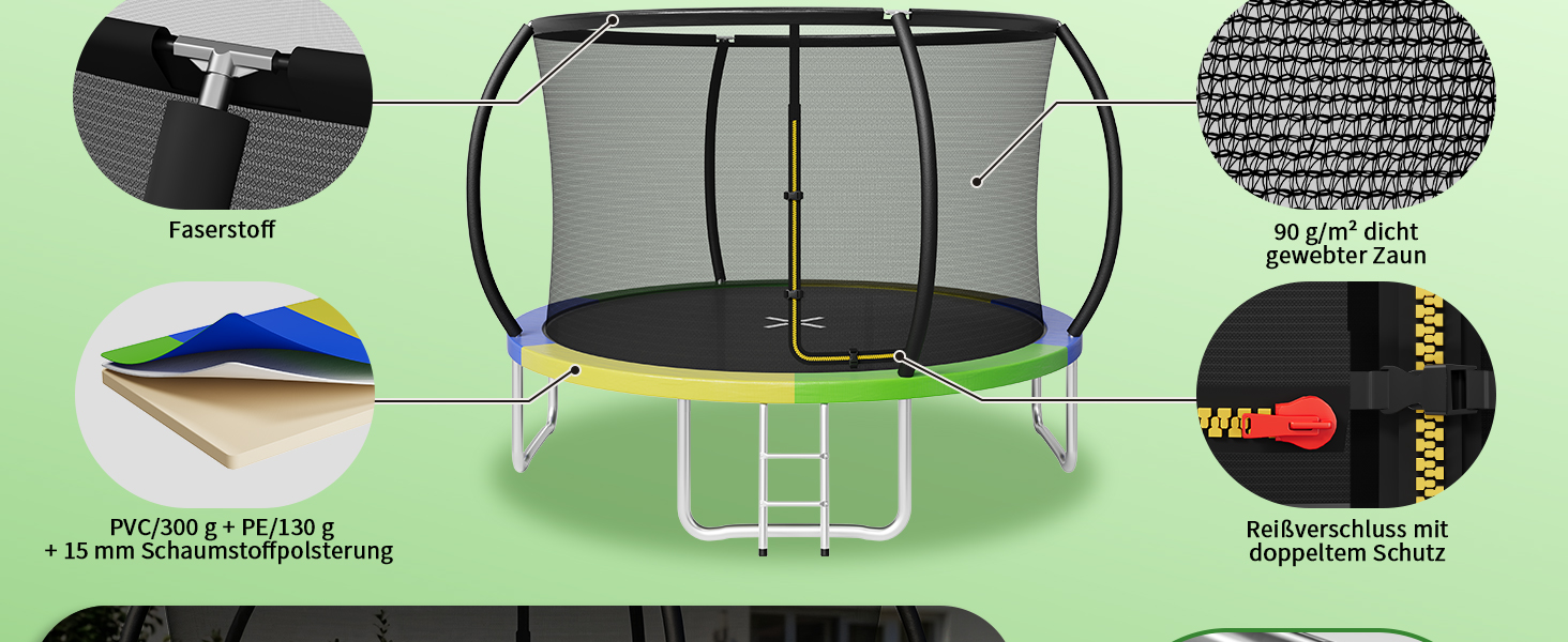 Батут JUMMICO садовий Ø360 см з сіткою безпеки та захисним покриттям для дітей, кольоровий